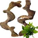BNOSDM 2PCS Natural Reptile Climbing Branches Decor,1.3-1.8" Thick Natural Snake Climbing Forest Wood with Plant Leaf Decor,Lizard Forest Branch,Geckos Tank Tree Trunk Accessories for Bearded Dragons