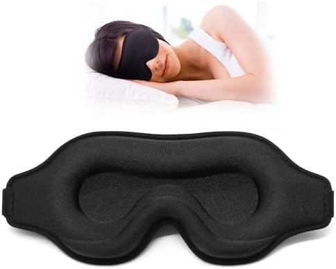 Sleep Eye Mask for Side Sleeper, Lash Extensions 3D Contoured Cup Sleeping Mask for Men Women, Travel Blackout Night Blindfold Eye Shade Cover with Adjustable Strap (Black-Side Sleeper)