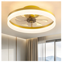 PUSU 15.8" Low Profile LED Ceiling Fans with Light, Reversible Flush Mount with Remote and 6 Winds Speeds Fan Lighting, 3 Colors Dimmable for Bedroom, Garage, Kids, Dinning Room, Kitchen (Gold