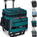 TOURIT Collapsible Cooler with Wheels, Insulated Rolling Cooler with All-Terrain Cart, Waterproof Soft Sided Cooler Bag for Beach, Picnic, Camping, Shopping, Travel