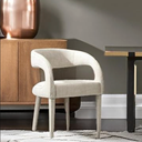 Pack of 1 Modern Barrel Dining Chair, Linen Upholstered Fabric Dining Room Chair Open Back Kitchen Chairs Accent Side Chair  for Kitchen/Dining Room/Living Room, Beige