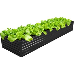 DIIYIV 12x2x1.5FT Galvanized Raised Garden Bed,Vegetable Boxes-Rectangle Metal Flower Box,Large Planter Raised Beds Outdoor Garden for Planting,Fruit,Herb-Black