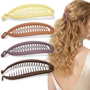 4 Pcs Banana Hair Clips Set, Flexible Banana Hair Clip FlexibleTortoise Clips, Hairs Comb Volumizing Hairs Clip For Women Girls