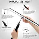 Squeegee for Shower Glass,Shower Squeegee for Glass Doors,Telescopic Window Squeegee for High Windows,Includes Towel Sleeves,Replacement Silicone Blade&Hooks,2 in 1 Queegee for Window Cleaning Kit