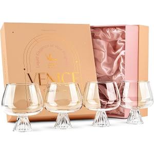 GLASSIQUE CADEAU Venice Goblet Cocktail Glasses for Gin Tonic, Aperol Spritz,Sangria | Modern Glassware Collection | Set of 4 | 17 oz Light Borosilicate Glass Balloons for Home Bar Drinks