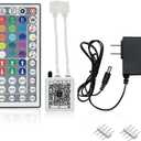 44 Key RGB LED Strip Lights IR Remote Control, Remote Receiver for RGB LED Light Strip, 24V Power Adapter for LED Lights