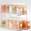 Yieach 2 Tier Sliding Spice Racks for Cabinets,1 Pack 10.4'' Deep Narrow Vertical Spice Rack Pull Out for Inside Cabinets,Kitchen,Pantry,Cupboard Seasoning,Jar Organizer and Medicine Cabinet Storage (Clear-4 Drawer)