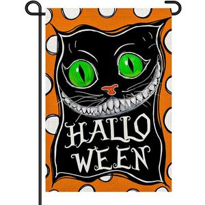 3 x Halloween Garden Flags for Outside 12x18 Inch Double Sided Burlap, Spooky Ghost Black Cat Sign Welcome Small Flag Farmhouse Yard Outdoor Decorations DF875