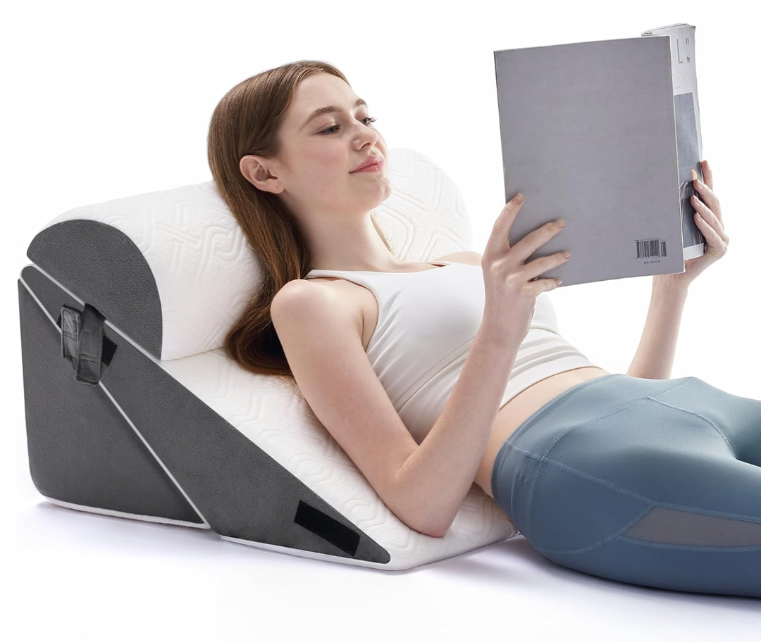 Wedge Pillow Set for After Surgery, 3 PCS Bed Wedge Pillow for Sleeping, Memory Foam Orthopedic Back Pillow for Pain Relief and Acid Reflux, Adjustable Post Surgery Pillow Grey