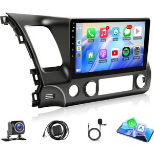 Leadfan Car Stereo Radio for Honda Civic 2006 2007 2008 2009 2010 2011 Wireless Carplay Android Auto - 10.1" HD IPS Touch Screen for Civic Bluetooth Car Radio GPS 5G WiFi AHD Backup Camera Mic