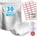 Cloudslucky Mylar Bags 2Gallon 30PCS 17"X13" for Food Storage with Oxygen Absorbers&Labels,10Mil Thick Resealable Zipper&Heat Seal Stand Up Pouches for Packaging Long Term,Dried Food,BPA Free