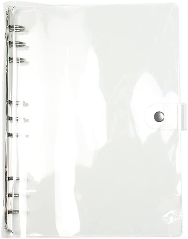 B5 Clear Soft PVC Round Ring Binders Dia 20mm 9-Ring Binder Cover with Snap Button Closure for Loose Leaf Journal Planner Albums DIY (B5-9 Holes(206x275mm))