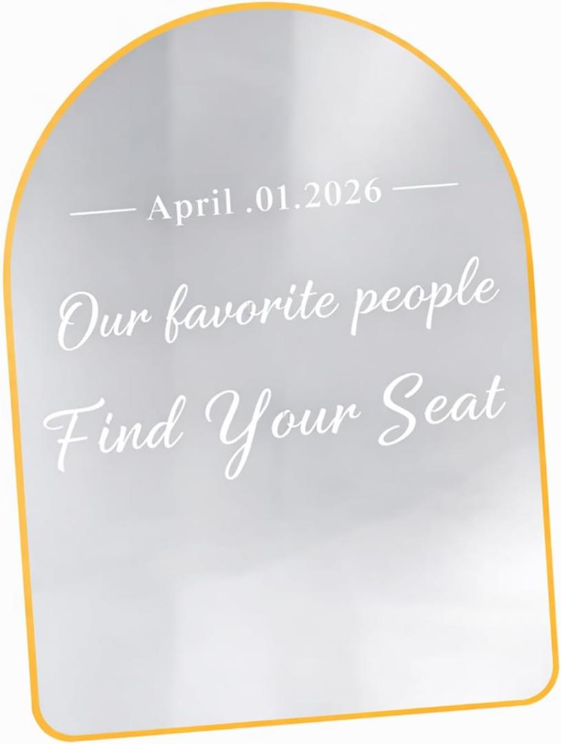 Colingmill 24 x 18 Inch DIY Wedding Seating Chart Mirror with Mirror Decal Sticker Wedding Reception Display Chart Board Our Favorite People Find Your Seat Date Signs for Marriage Decor(Gold)