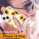 GiiKa for iPhone 14 Plus Case with Screen Protector, 6.7" Clear Full Body Shockproof Protective Floral Girls Women Hard Case with TPU Bumper Cover Phone Case for iPhone 14 Plus, Sunflowers