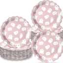 Havawish 100 Pcs Christmas Paper Plates Pink Ghost Boo Disposable Plates 9 Inch Cute Cartoon Ghost Tableware decorations for Christmas Happy Boo's Day Birthday Baby Shower Party Supplies