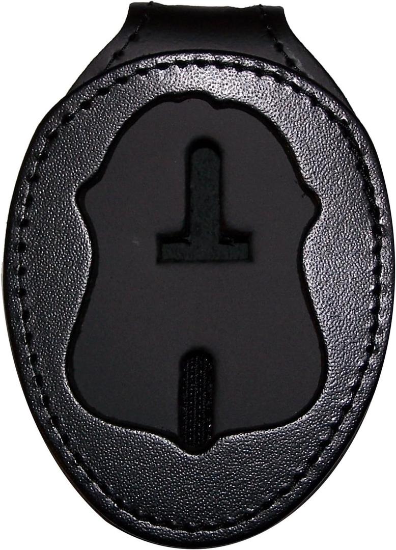 Perfect Fit FBI Belt Clip Badge Holder with Pocket and Chain (Cutout PF39)