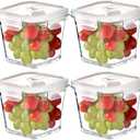 H.JSS WDJS Square Glass Food Storage Containers, 4 Cup Glass Soup Container with Airtight Lids, Food Meal Prep Bowls, Storage Jars for Salad and Fruit, Oven、Microwave、Dishwasher Safe (4 Pack)