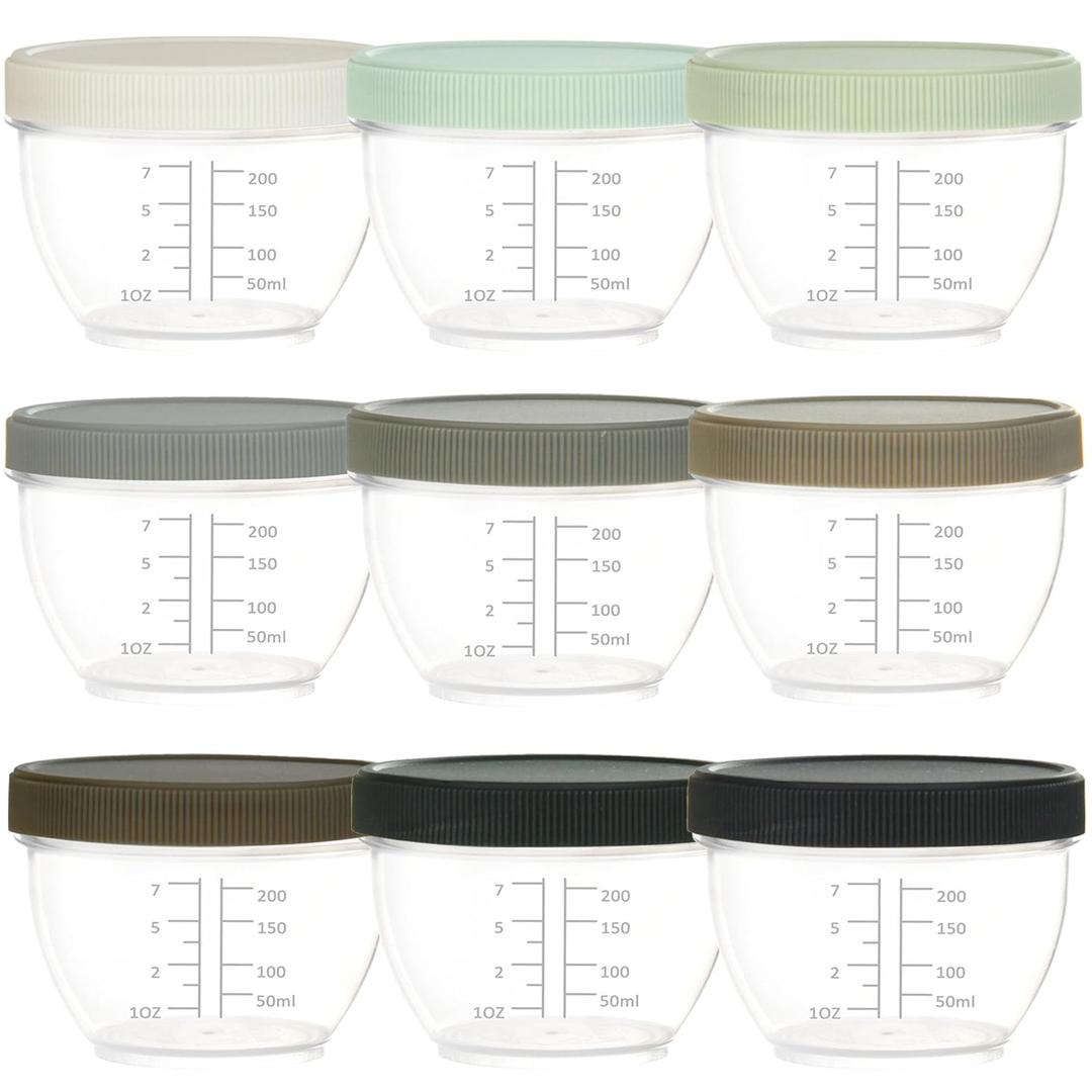 Youngever 18 Pack 1 Cup Small Food Containers with Lids, 8 Ounce Food Storage Containers, Condiment, and Sauce Containers with Lids Labels (Urban Colors)