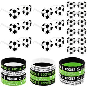 24 Pcs Soccer Birthday Party Decorations Favors Sunglasses Silicone Wristbands Bracelets Bulk Soccer Goodie Bags Stuffers Team Gifts for Sport Team or Coach
