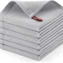 Homaxy 100% Cotton Waffle Weave Dish Cloths - 6 Pack Soft and Absorbent Dish Towels - 12 x 12 Inches Quick Dry Dish Rags - Light Grey