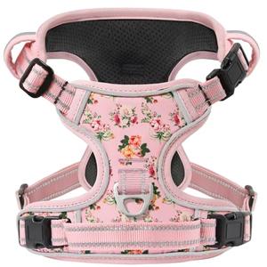 Timos Dog Harness, No-Pull Pet Harness with 2 Leash Clips, 3 Snap Buckles Adjustable Soft Padded Dog Vest, Reflective No-Choke Pet Oxford Vest with Easy Control Handle Large Dog