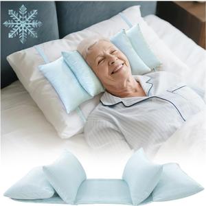 Cooling Head Stabilizer, Head Support Pillow for Elderly Neck Cradle for Sleeping Upright, Post Cervical Fusion Surgery Recovery, Breathable Wheelchair Headrest with Straps (Light Blue)