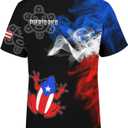 Men's Puerto Rico Flag T-Shirt 3D Frog Print Short Sleeve Shirt Novelty Casual Round Neck Top Unisex (M)