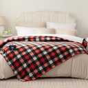 Westinghouse King Size Heated Blanket, Soft Flannel to Sherpa Electric Blanket with Dual Control 10 Heating Levels & 1 to 12 Hours Auto Off, Fast Heating, Machine Washable, 100 * 90 Inch, Red