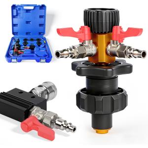 BELEY Coolant Vacuum Refill Kit, 9pc Auto Radiator Cooling System Tool Set with Conical Adapter 5 Round Adapters for Leak Detection Cooling Refill, Vacuum Coolant Fill Kit with Splashproof Hose
