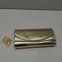 Larcenciel Metallic Patent Leather Clutch Purses for Women, Fashion Curved Flap Envelope Evening Handbags w/Chain Party Bags