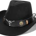 Western Outback Felt Cowboy Hat for Women Cowgirls Fedora Gus Hat Rodeo 22"-22.75" fit for M/L