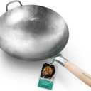 Round Bottom 14-inch Traditional Carbon Steel Wok Pan - Authentic Hand Hammered Woks and Stir Fry Pans - Pow Wok with no chemical coating