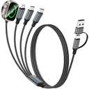 Travel Essentials,Multi Charging Cable for Apple Watch Charger/iPhone Charger/Samsung Charger,USB A & Type C Power Cable for iWatch Ultra/10-2/iPhone 17-11/Samsung S26,eBook Readers,Car[1.2M]-Black