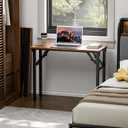 TEMI Small Computer Desk Folding Table - 35.8" Foldable Office Desk, No Assembly, Perfect for Small Spaces in Bedroom, Dorm, or Apartment, Portable Mini Desk or Study Table with Compact Design, Walnut