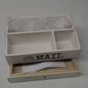 | Mail Organizer for Countertop | Desk Organizer Storage with Drawer | Wooden Rustic White