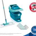 Leifheit Floor Cleaning Profi XL Mop and Bucket Set 42 cm Microfibre Mop for Large Floors with 360 Joint, Foot-Pedal Wringing System, Heavy Duty 8 L Bucket, Easy Moist or Wet Cleaning, Turquoise | Bucket wringer on wheels, foot wringing system, 2 Micro Duo covers washable at 140C, 360, cleaning set for all floors