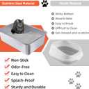 Stainless Steel Cat Litter Box - Large Metal High-Sided Pan for Cats, Pets, Non-Stick, Odor-Free, Easy to Clean, Splash-Proof, Durable (17.7" L x 13.8" W x 6" H)