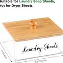 Acrylic Laundry Sheet Holder with Bamboo Lid, Laundry Detergent Sheet Container/Holder/Dispenser, laundry Room Organization and Storage
