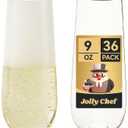 JOLLY CHEF 36 Pack 9 Oz Plastic Champagne Flutes, Gold Stemless Plastic Toasting Glasses| Shatterproof | Heavy Duty | Plastic Disposable Unbreakable Drinkware for Wedding, Party, Thanskgiving