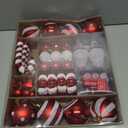 47PCS Red and White Christmas Ornaments Sets, Shatterproof Candy Cane Christmas Tree Decorations, Hanging Ball Ornaments Tree Decor for Xmas Party (Red & White)