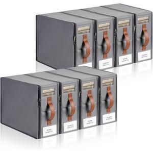 8pack Bed Sheet Organizer, Foldable Linen Closet Organizers and Storage with Sealed Design, Queen & King Size Sheet Storage with Window, Closet Organizer for Bedsheets/Blankets/Clothes, Grey