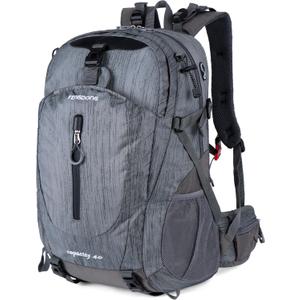 FENGDONG 40L Waterproof Lightweight Hiking,Camping,Travel Backpack for Men Women Gray