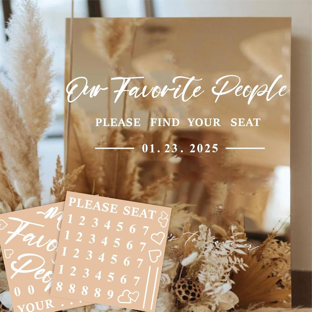 Wedding Seating Chart Decals Wedding Stickers Signs Decor for Party Entry Seating Chart Decal for Weddings Reception Display Our Favorite People Find Your Seat Decals for Mirror Seating Charts Board