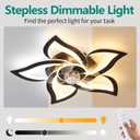 24" Geometric Ceiling Fan with Lights Remote Control, 6 Speeds 3 Colors Black Low Profile Ceiling Fan with Light for Kitchen Bedroom Living Room, Small Large