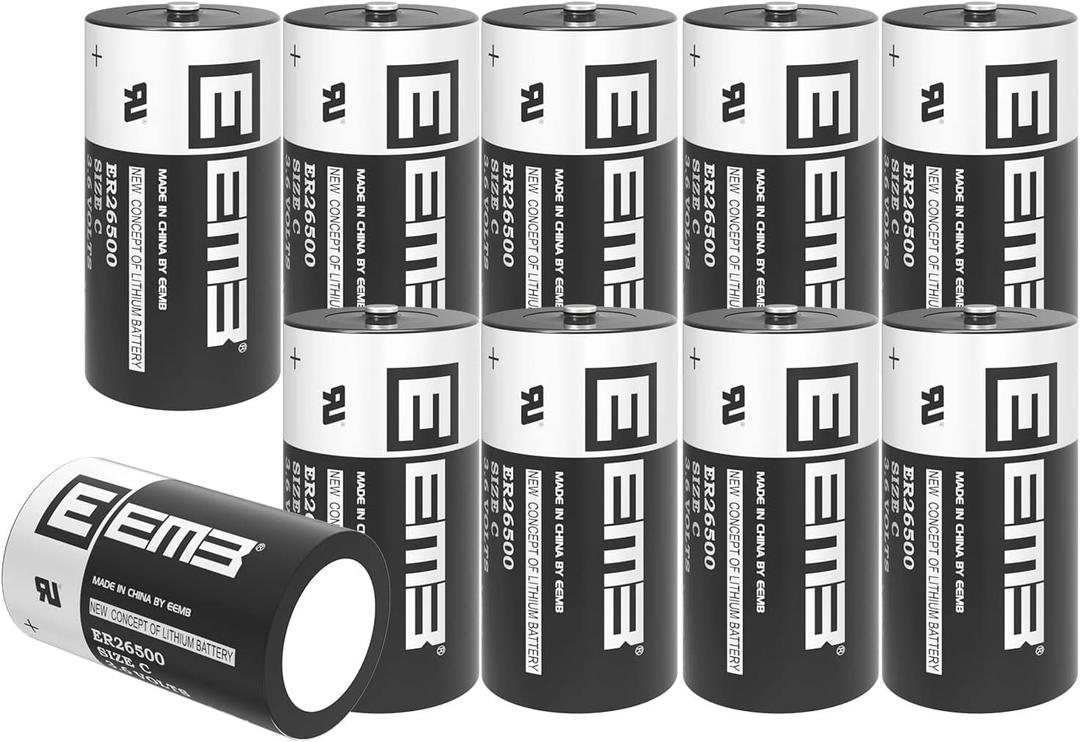 EEMB 10Pack ER26500 C Size 3.6V Lithium Battery High Capacity Li-SOCL Non-Rechargeable Battery LS26500 SB-C01 TL-2200 for Automobile tire Pressure Monitor,Smart Card,Electricity Meter,Wireless Tools