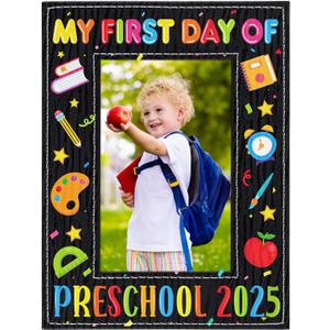 FLYAB My First Day of Preschool Picture Frame - 2025 My 1st Day of Prschool Pre-K Kindergarten Photo Frame First Day of Preschool Gifts for Kids Boys Girls Back to School First Day of School Gifts (A1)