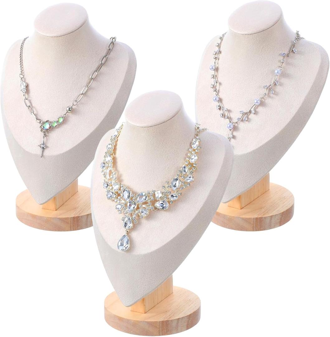 3pcs Necklace Display Stand,Jewelry Bust Display Stands,Jewelry Necklace Display for Vendors,Jewelry Photography Props,Home Trade Organizer(9.64" D x 4.13" W x 6.49" H)