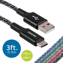 Philips   3ft.   USB-A   to   USB-C   Cable   Braided   Charging   Cable,   Black + Braided Lightning to USB-A Cable (15cm / 6in, Black)