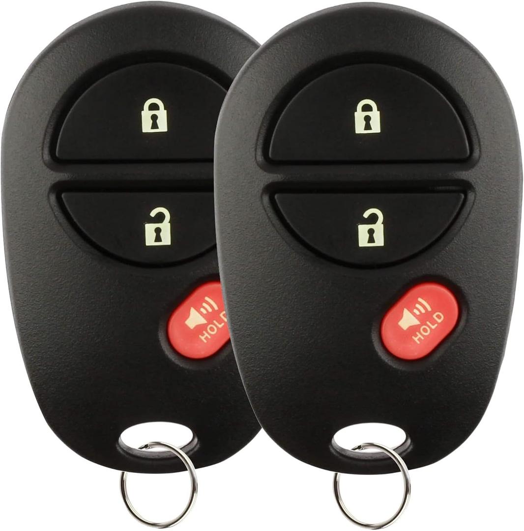 Key Fob Keyless Entry Remote Replacement for Toyota Tacoma Tundra Sienna Sequoia Highlander - 3 Buttons Car Key Fob FCC: GQ43VT20T (Set of 2)