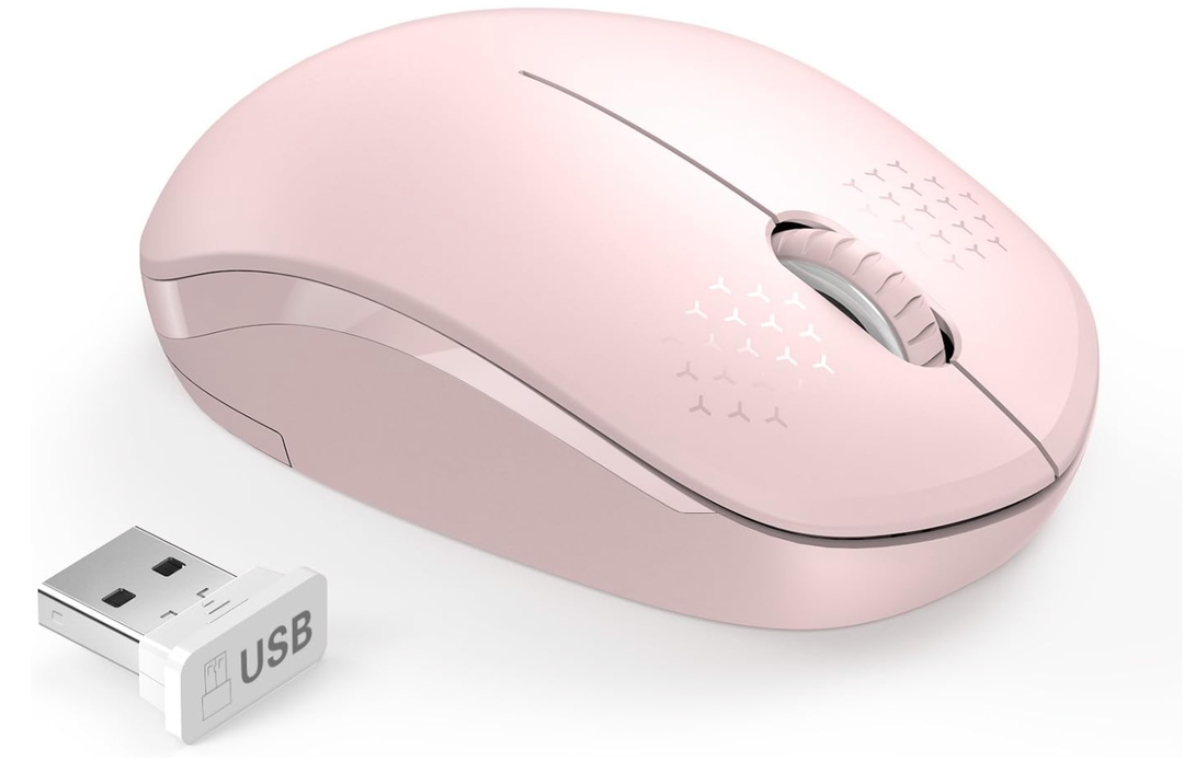 seenda Wireless Mouse for Laptop, 2.4G Noiseless Mouse with USB Receiver  Optical Tracking Portable Computer Mice for Chromebook, PC, Tablet, Windows System, 24 Months Battery Life  Pink